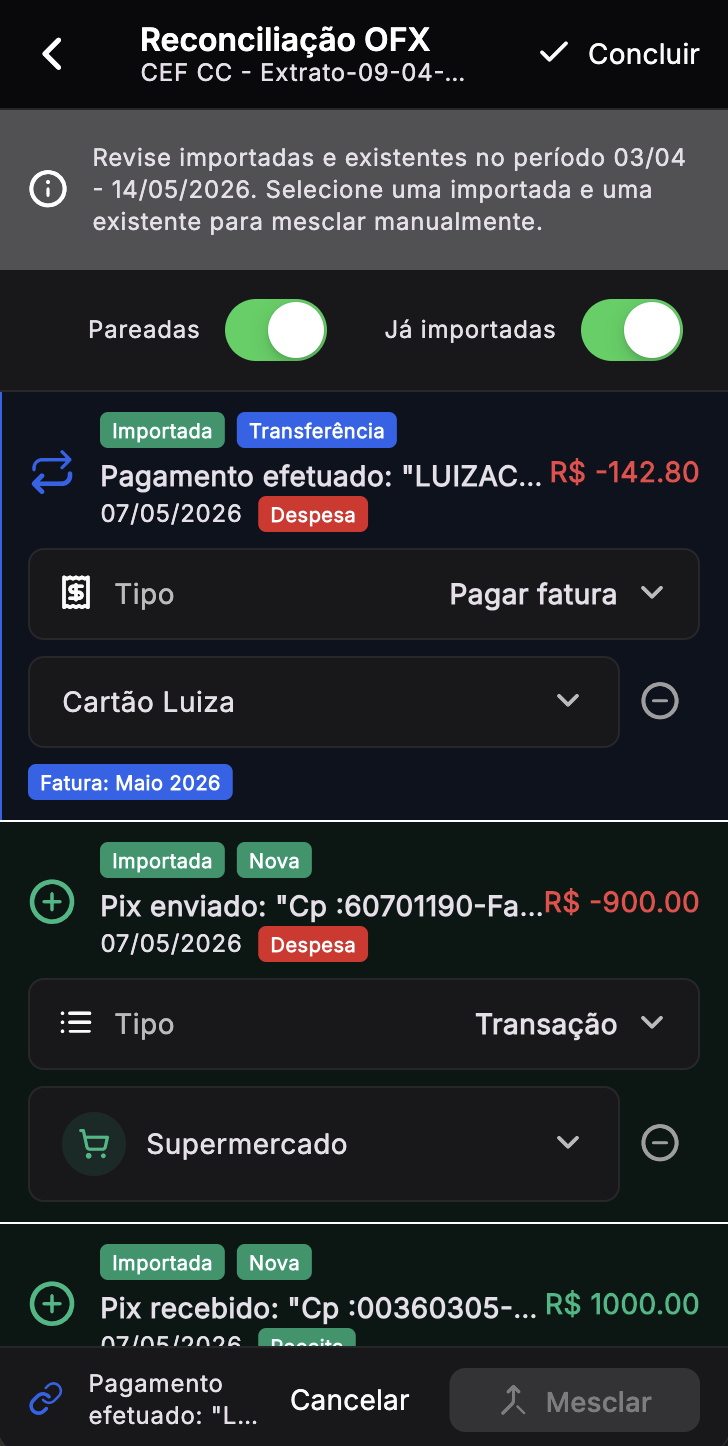 importação OFX