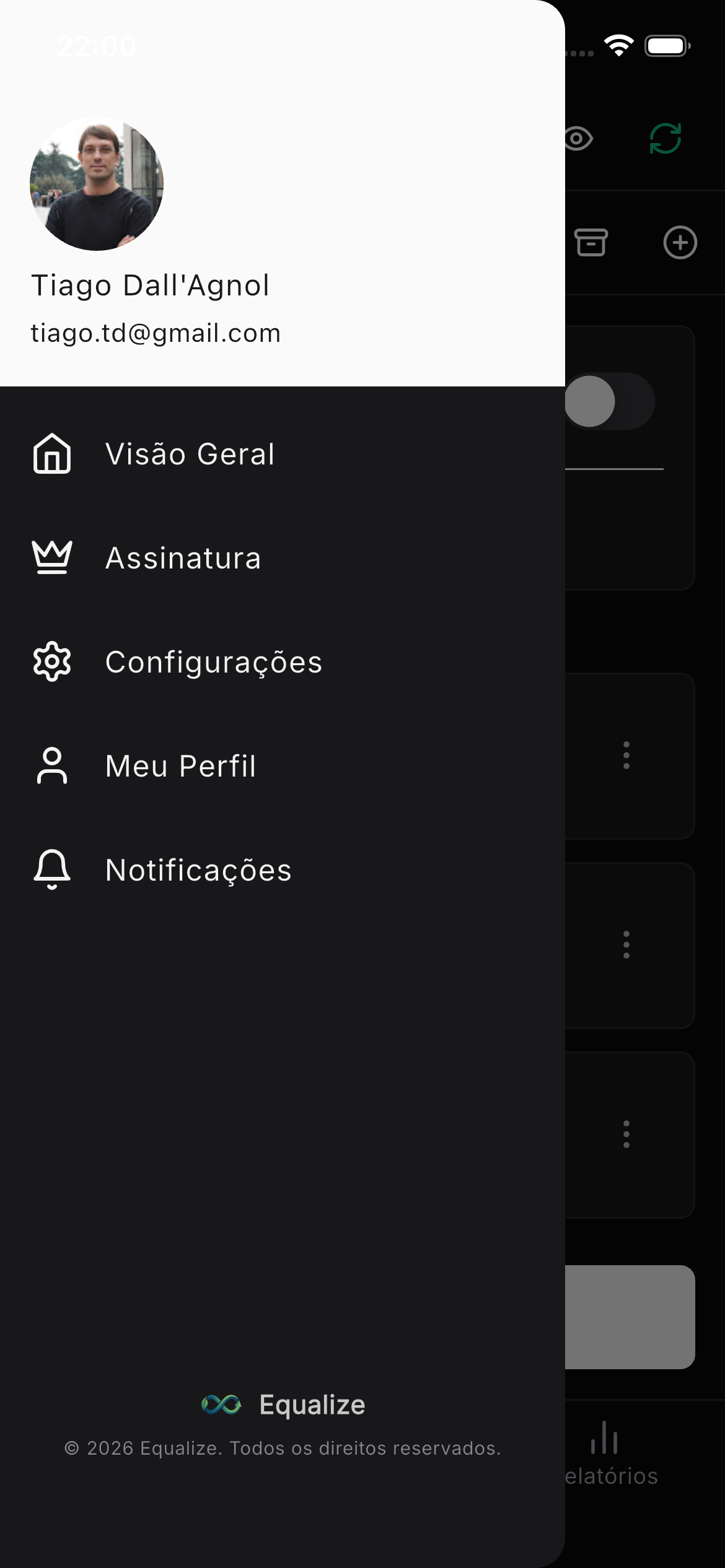 Notificações menu